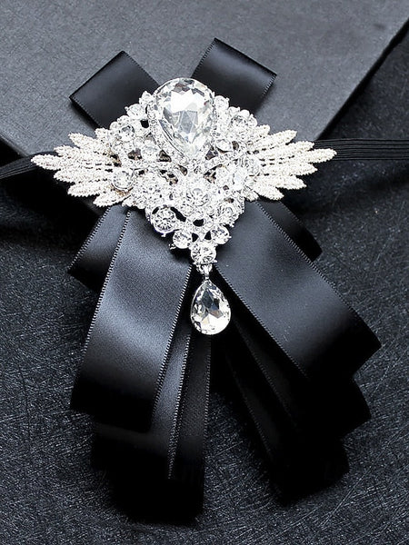 Luxury Brooch Bow Pin Tie Men's Crystal - Elegant Ribbon FashionChic