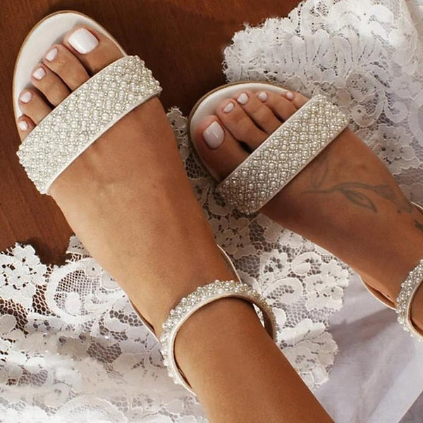 Wedding Women's Bridal Rhinestone Elegant Sandals - Ivory FashionChic