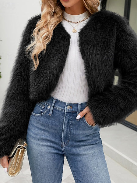Women's Comfortable Coat Faux Winter Fur Furs Warm FashionChic