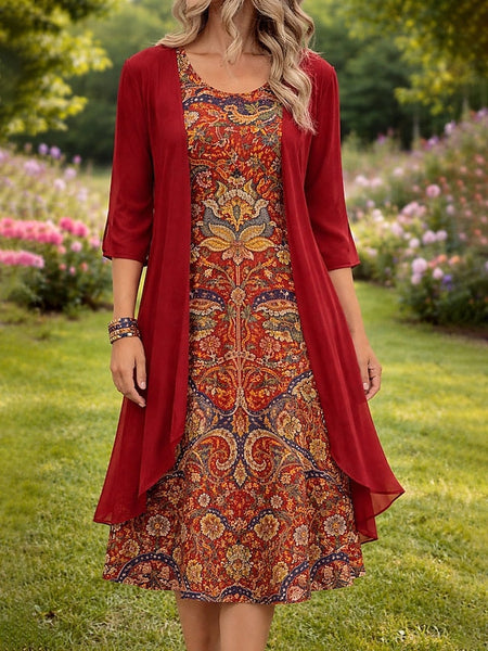 Women's Dress Set A Line Dress Vacation Casual Floral FashionChic