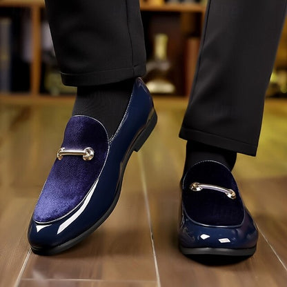 Loafers Men's Gold Faux Loops with Leather Decorative Green FashionChic