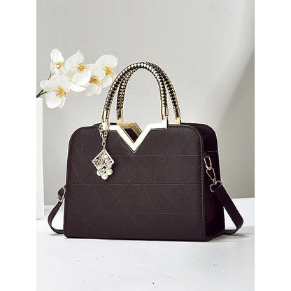 Handbag Faux with Elegant – Women's Pendant Pearl Leather FashionChic