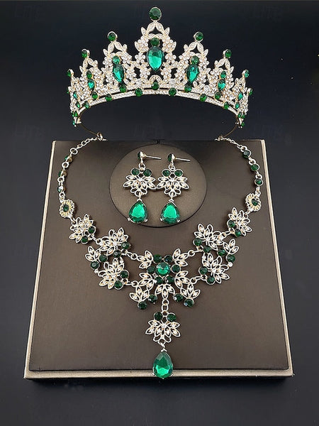 Rhinestone Set Elegant and – Women's Jewelry Tiara Silver FashionChic