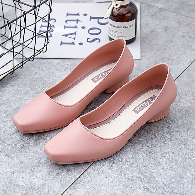 Heel Low Slip-On Pumps Black Classic Women's Toe – Round FashionChic