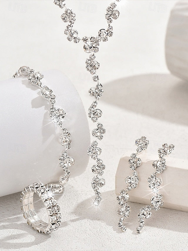 – Jewelry Gold Elegant Rhinestone Set Necklace FashionChic