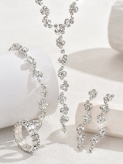 – Jewelry Gold Elegant Rhinestone Set Necklace FashionChic