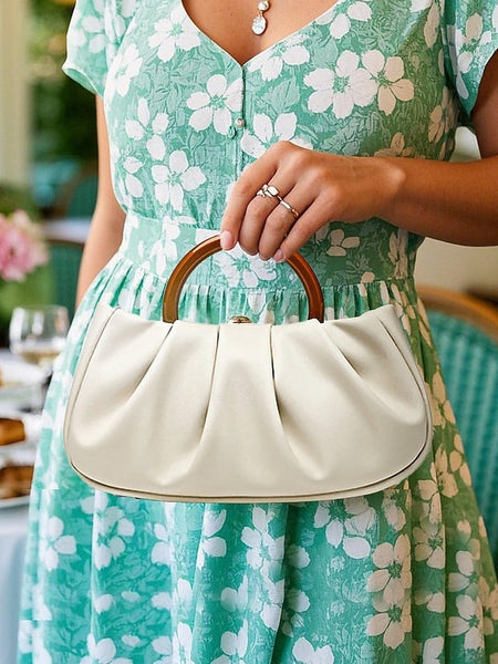 with Pleated Women's Faux Leather Acrylic Tote Bag Clutch FashionChic