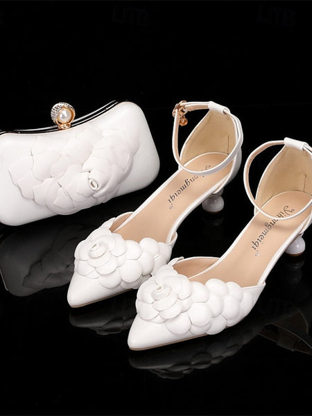 Shoes Bridal – Clutch Matching Floral-Embellished White with FashionChic