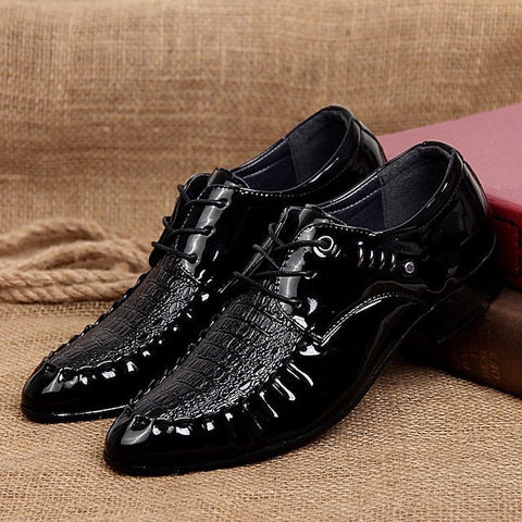 Shoes Dress Black Crocodile Faux Patent Leather - Men's FashionChic