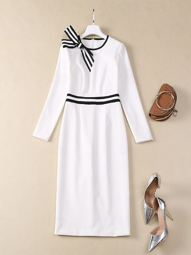 Crew Elegant Bride Dress of Neck Vintage the Casual Mother FashionChic