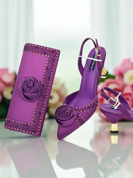 Set Women's Slingback Clutch - and Matching Gold Heels FashionChic