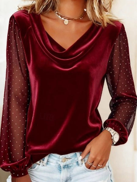 New Year Women's Velvet Solid Color Stylish Long Sleeve FashionChic