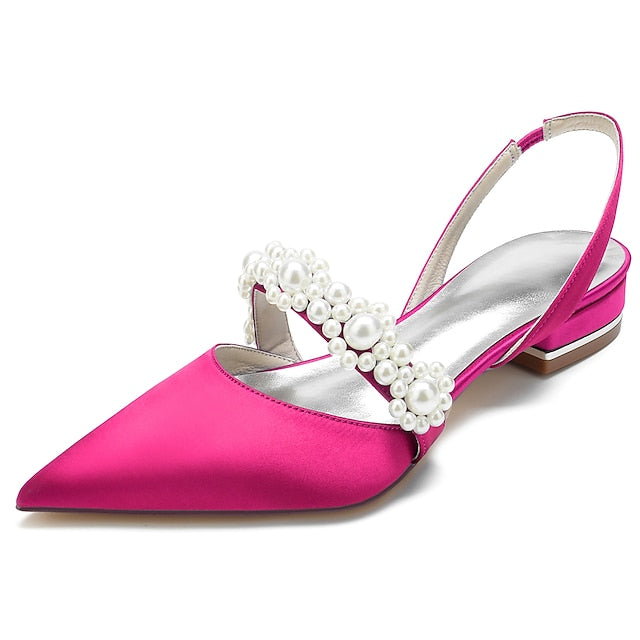 Dress Pearl White Elegant Satin with Women's Shoes FashionChic