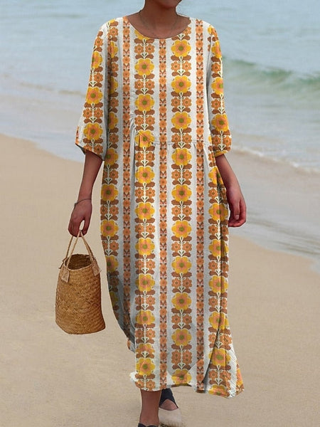 Women's Midi Dress Casual Dress Print Dress Vintage African FashionChic