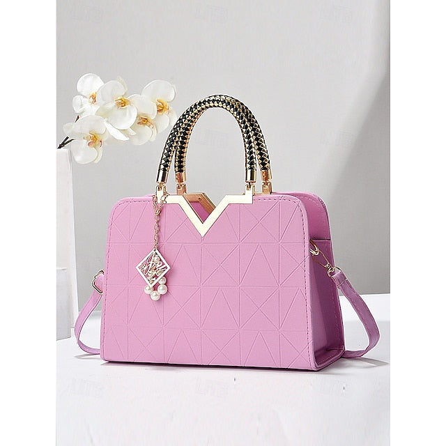 Handbag Faux with Elegant – Women's Pendant Pearl Leather FashionChic