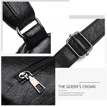 Shoulder Women's Bag Leather Black – Faux Multi-Pocket FashionChic
