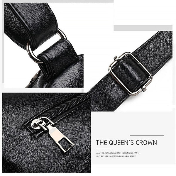 Shoulder Women's Bag Leather Black – Faux Multi-Pocket FashionChic