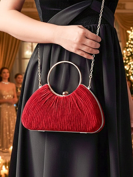 Women's Christmas Elegant – Handbag Velvet Party Red FashionChic