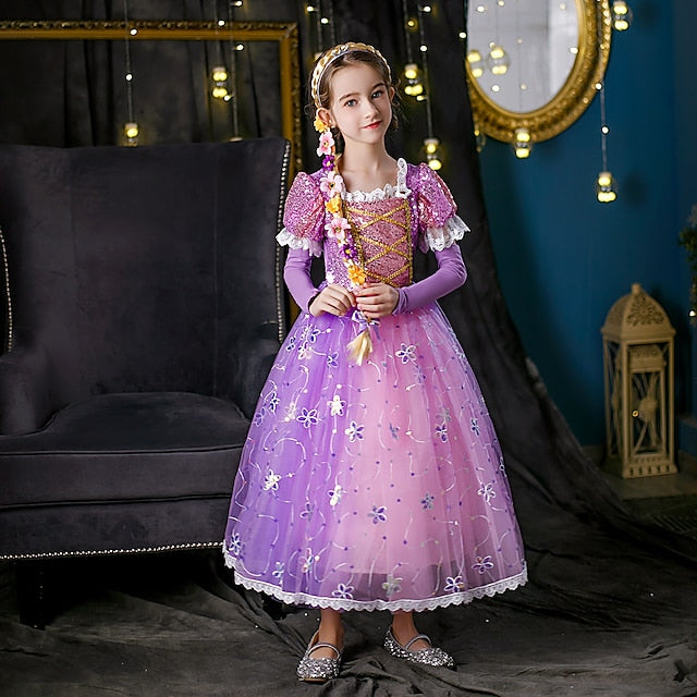 Cloak Princess Dress Cosplay Flower Girl Rapunzel FashionChic