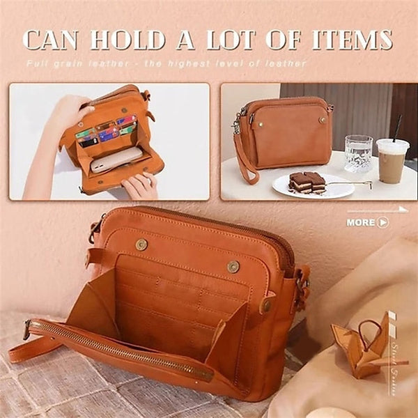 Shoulder Leather Women's Vintage Three-Layer Crossbody FashionChic