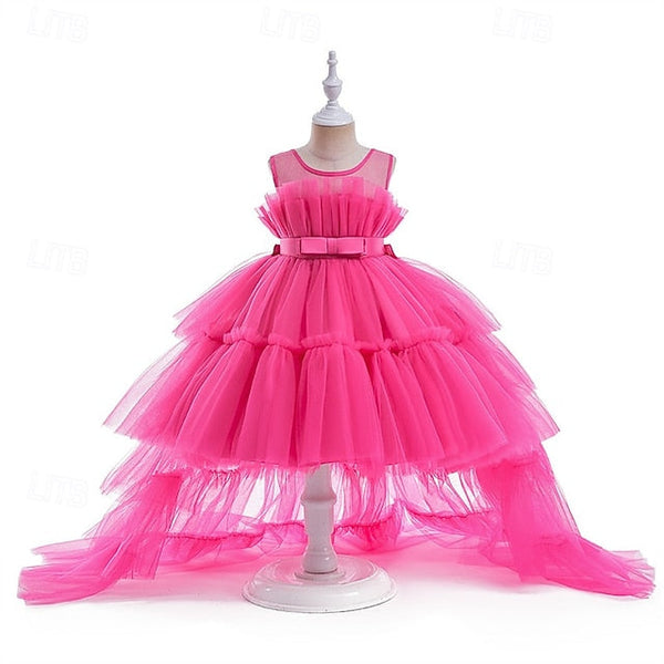 Girls' Dress Color Sleeveless Kids Performance Solid Party FashionChic