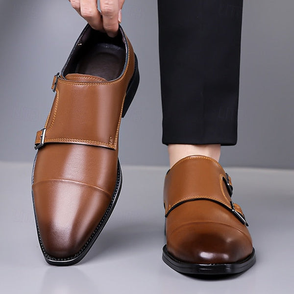 Strap Double – Men's Leather Elegant Shoes Monk Dress FashionChic