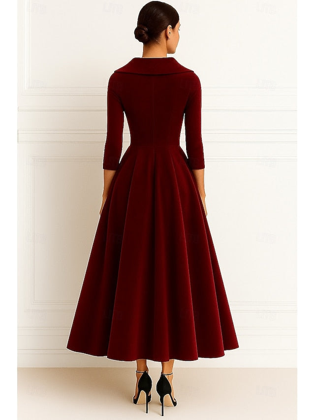 of Elegant Vintage Red the Mother Bride A-Line Black Dress FashionChic