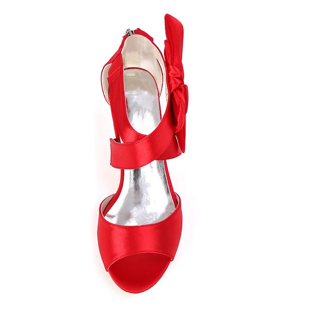 Heel Women's Bowknot Shoes Open Wedding Bridal Kitten FashionChic