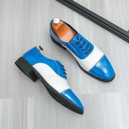 Dress Blue Men's White and Polished Oxford Shoes with FashionChic