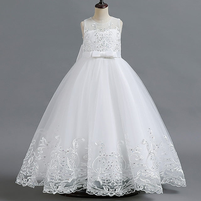 Kids Christening Wedding Girls' Flower Dress Sleeveless FashionChic