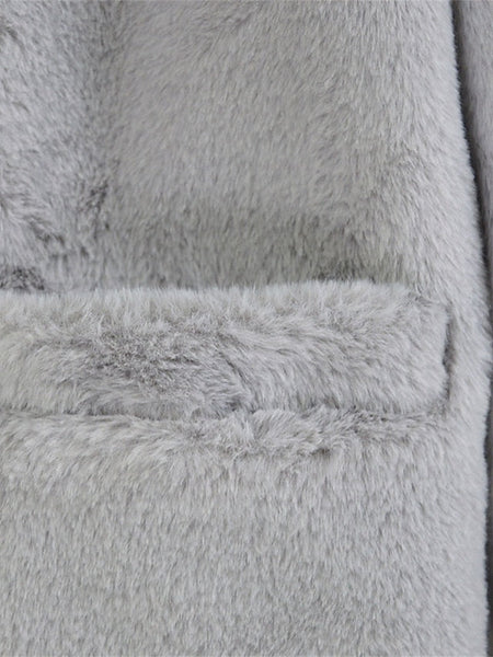 Lined Breathable Warm Pocket Faux Coat Women's Fleece Fur FashionChic