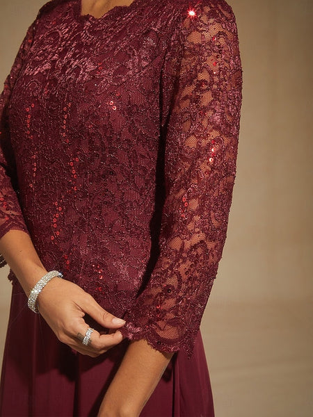 Women's Maxi Dress Chiffon Dress Lace Sequins Embroidered FashionChic