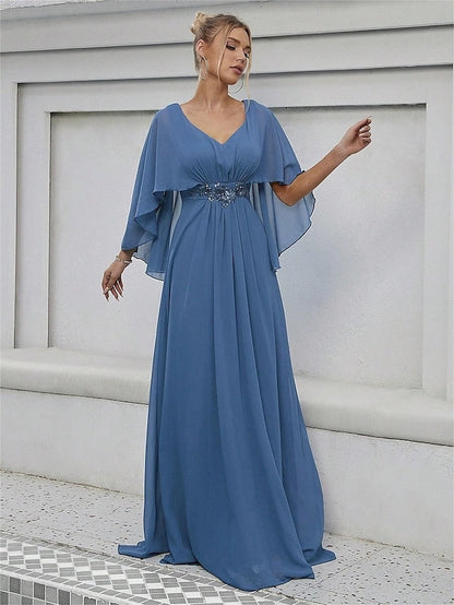 Mother V of Floor the Neck Bride Party Dress Elegant FashionChic