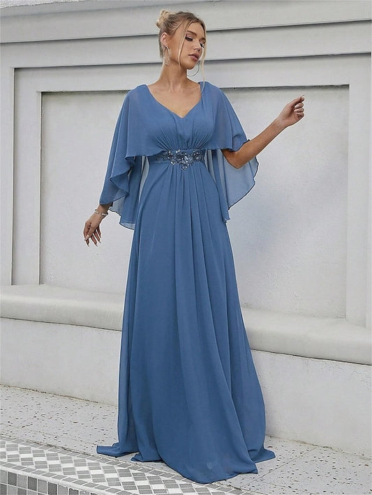 Mother V of Floor the Neck Bride Party Dress Elegant FashionChic