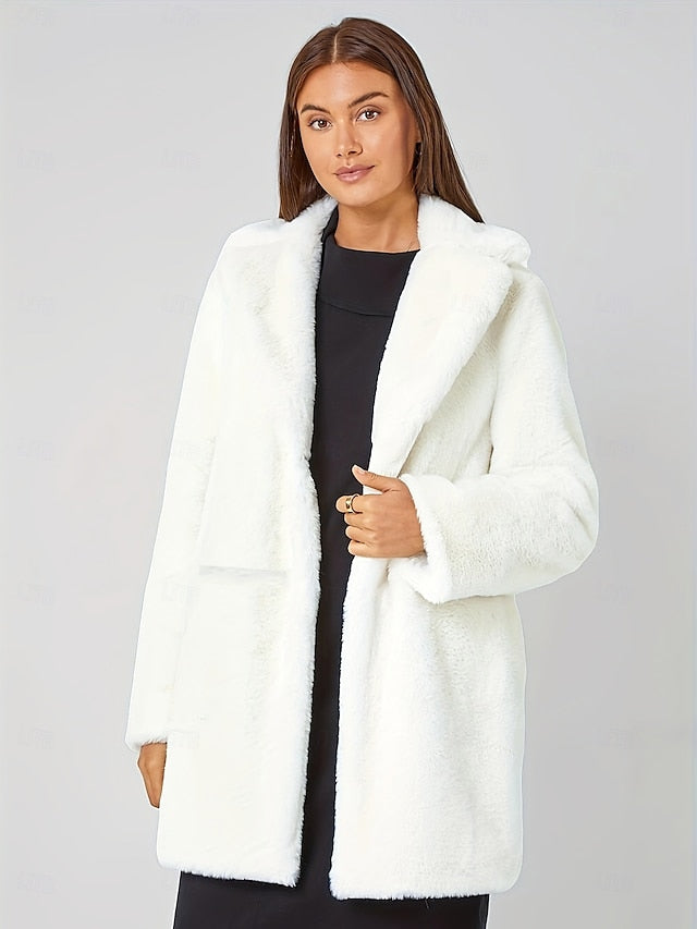 Knitting Faux Coat Pocket Warm Women's Comfortable Fur FashionChic