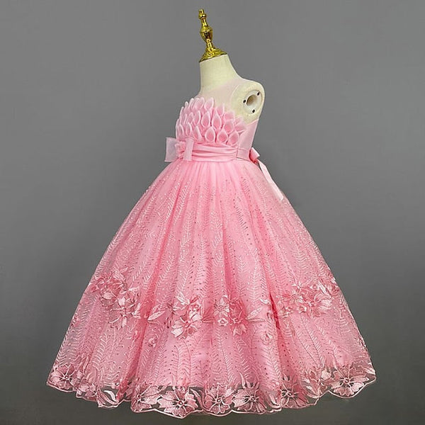 Colored Flower Solid Kids Dress Girl Girls' FashionChic