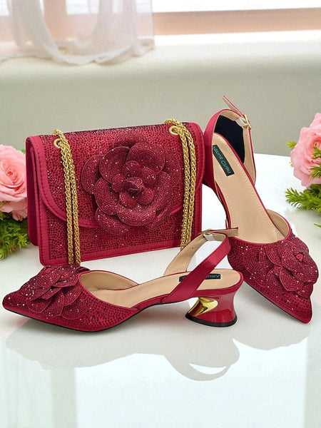 Rhinestone Women's Slingback Pumps with Matching Gold FashionChic