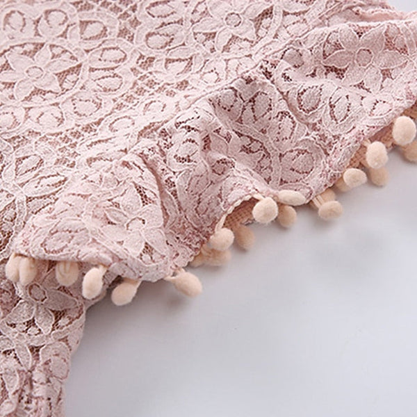 Girls' Party Solid Dress Color Short Sleeve Kids FashionChic