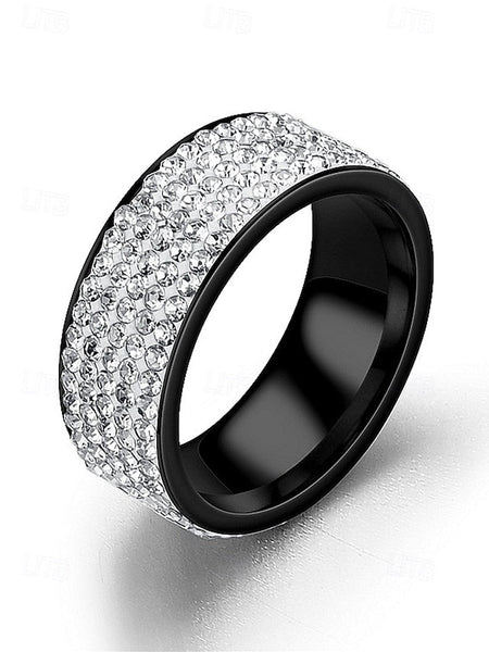 with Pave Band Rings Rhinestone Wide Men's Full FashionChic