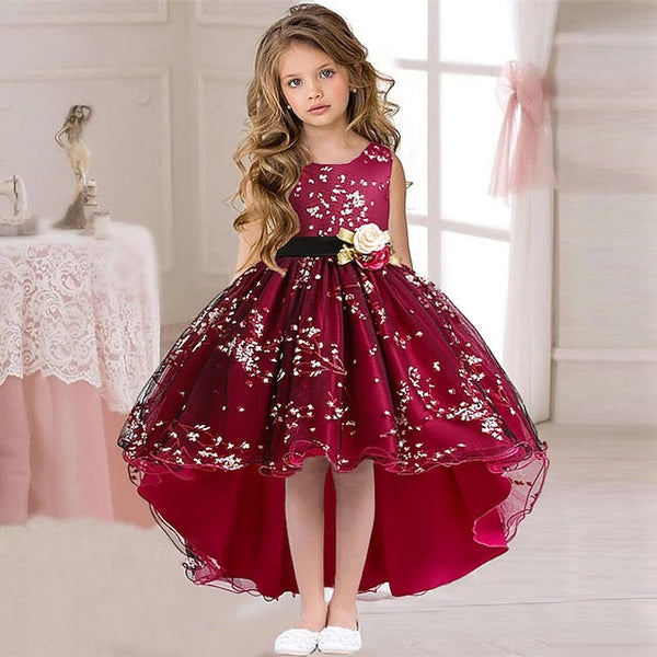 Sleeveless Floral Girls' Kids Solid Dress Wedding Colored FashionChic