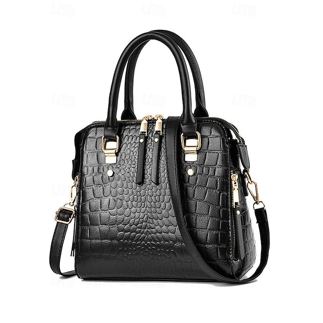 Crocodile Handbag with Women’s Leather Faux Tassel Pattern FashionChic