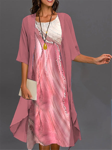 Women's Graduation Dress Midi Dress Two Piece Dress Set