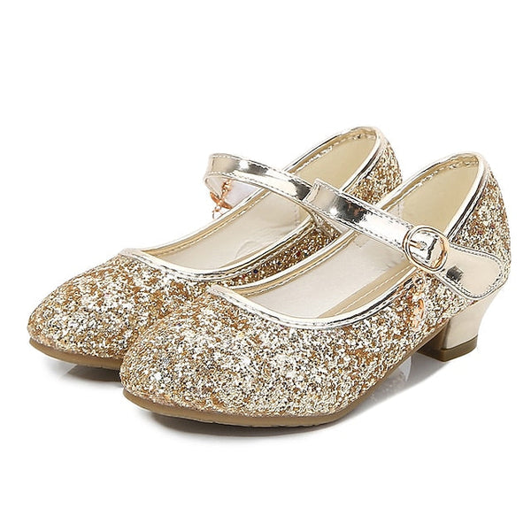 Mary Shoes Heel Low Glitter Dress Girls' - Sparkly Jane FashionChic