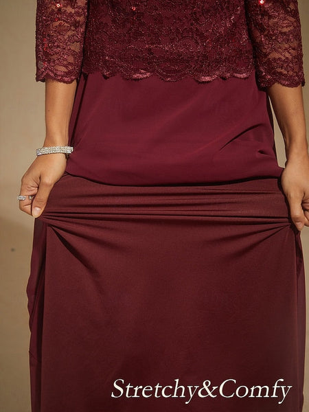 Women's Maxi Dress Chiffon Dress Lace Sequins Embroidered FashionChic