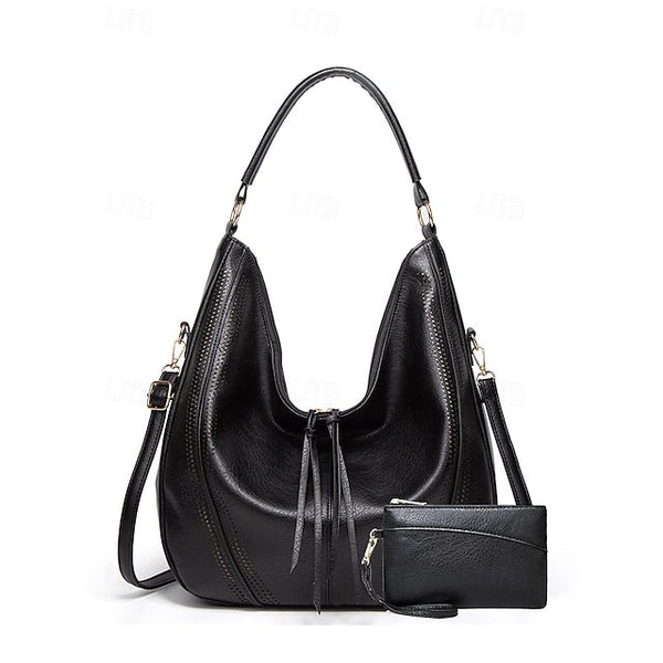 Set Women's Leather Bag Hobo with Matching Wallet Faux FashionChic