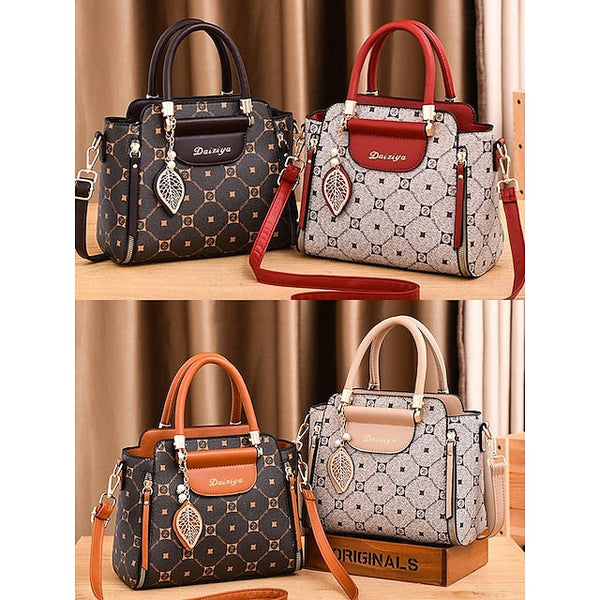 Women's Elegant Accents Leather Faux and Red Handbag with FashionChic