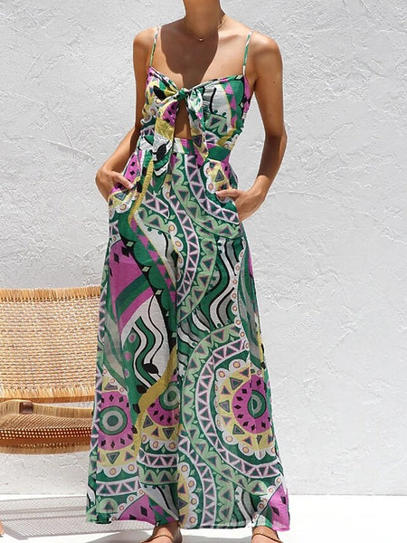 Women's Normal Jumpsuit Streetwear Floral Sleeveless V Neck