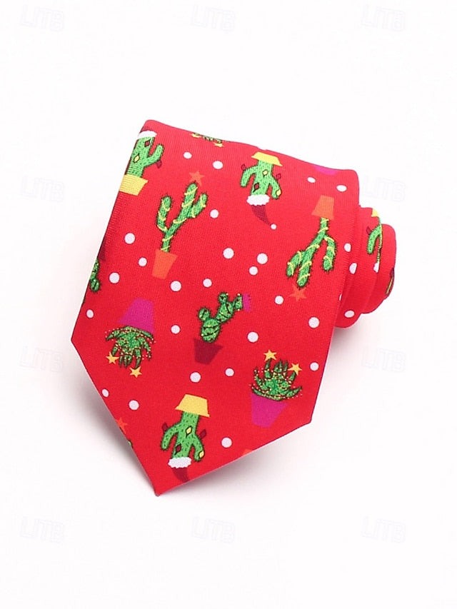 Fun Polyester Tree Men's Christmas Silk Santa – and Tie FashionChic