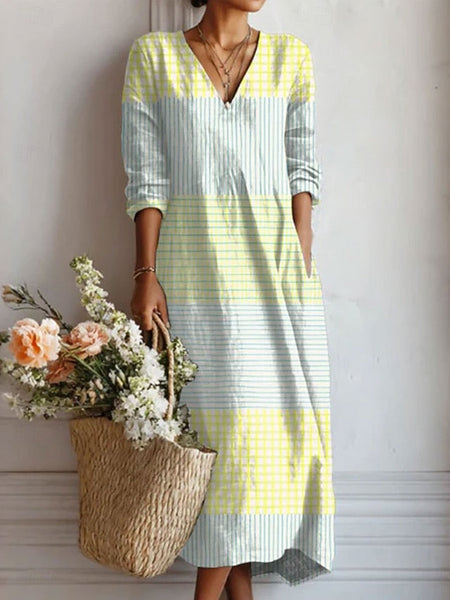 Women's Maxi Dress Linen Like Breathable Lightweight FashionChic