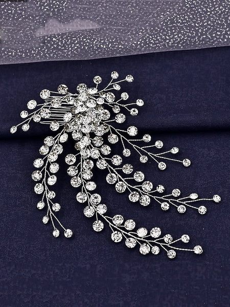 Hair Flower and Rhinestone Elegant Accessory – Crystal Bridal FashionChic